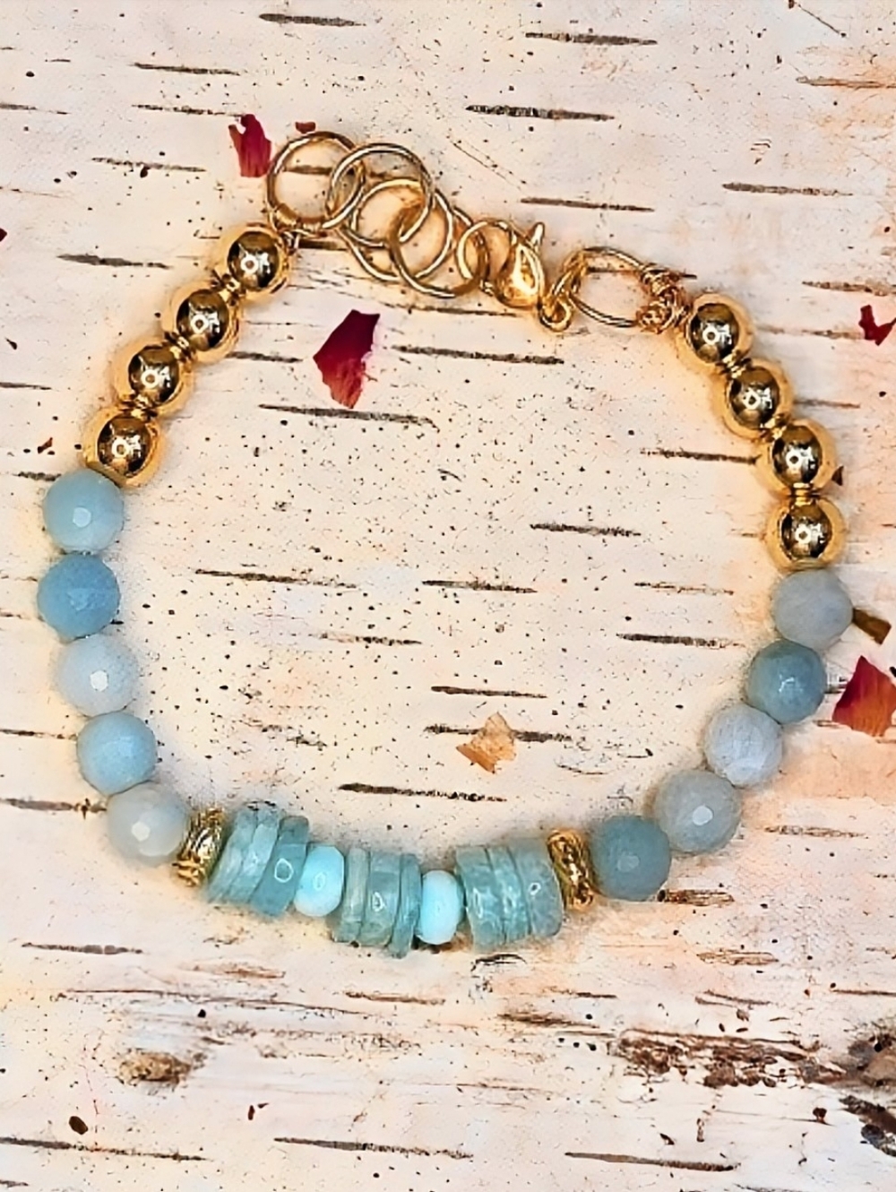 Genuine Peruvian Amazonite Bracelet W/ Beads & Chips An Artisan Handmade Design